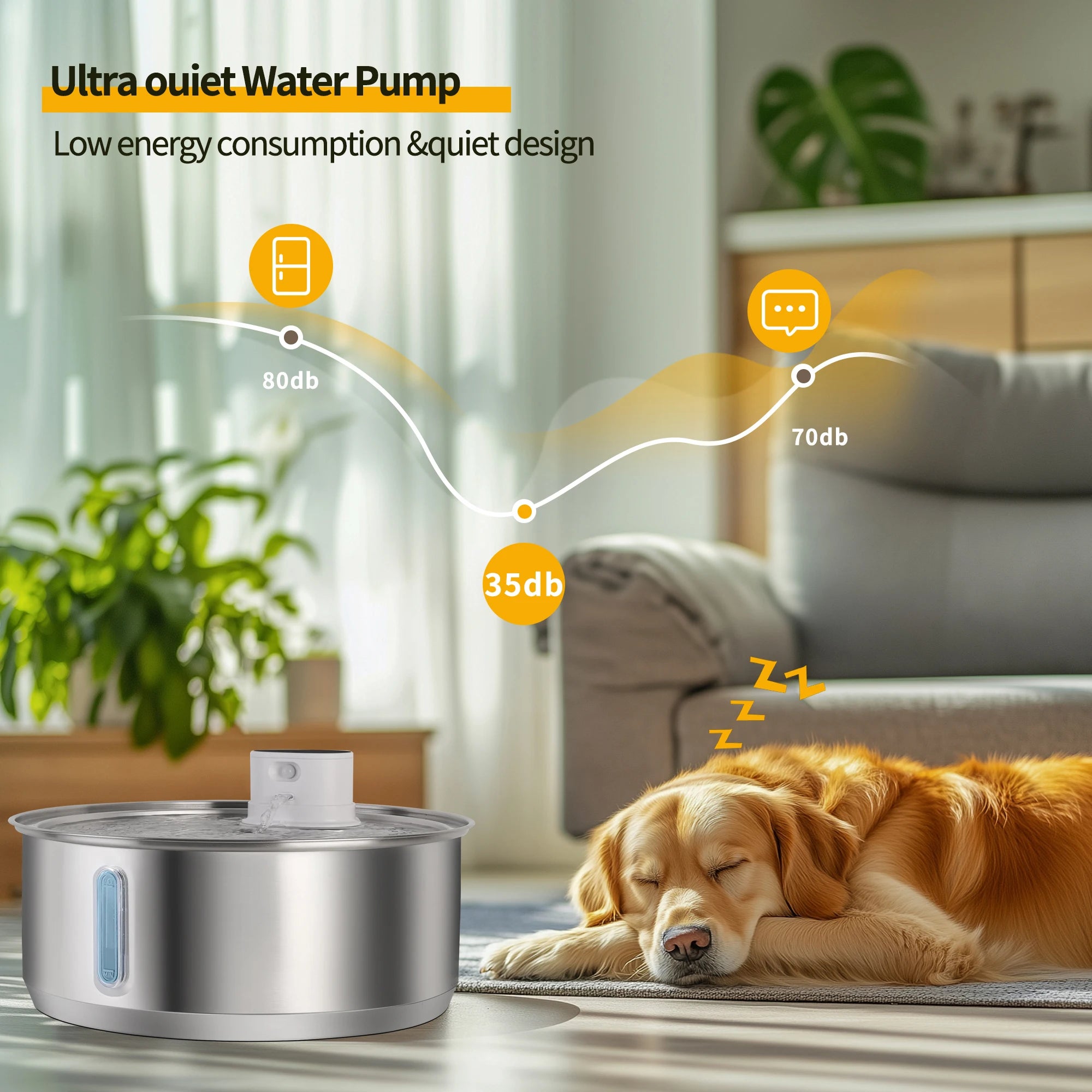 Petavista 8L Automatic Stainless Steel Dog Water Fountain 5000mAh Wireless Pet Drinker Battery & Sensor 2 in 1 Dispenser for Dog