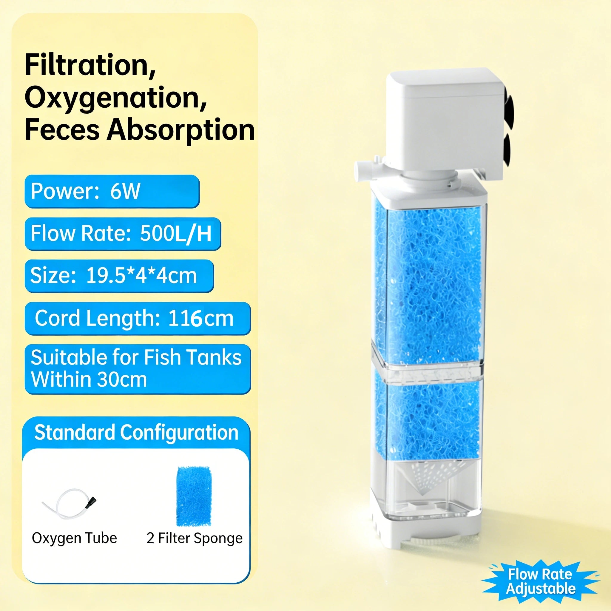 6in1 Aquarium Filter Pump Fish Tank Submersible Silent Air Oxygen Aerator Internal Water Pump Aquarium Air Pump Wave Maker 220v