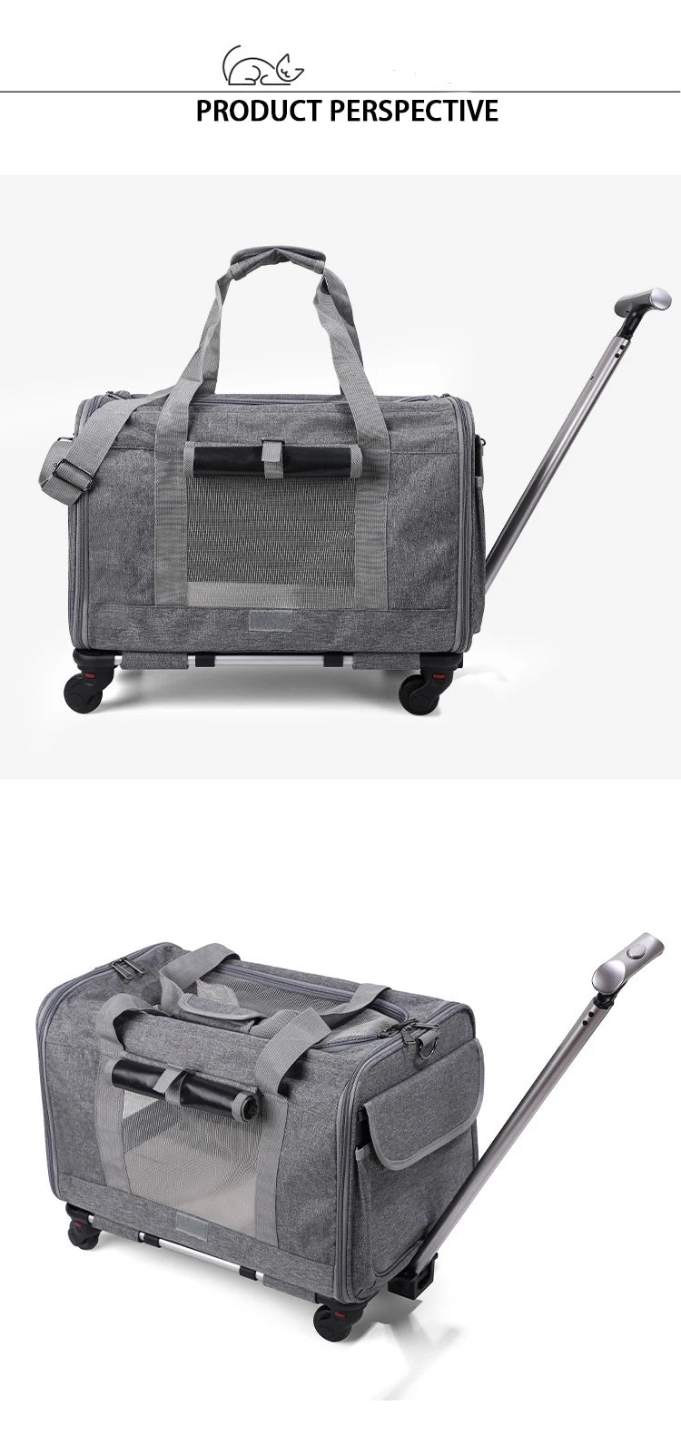 Pet Carrier with Wheels for Dogs Up To 15lbs & Cat  Airline Approved Dog Carrier Rolling Pet Carrier Foldable Pet Stroller