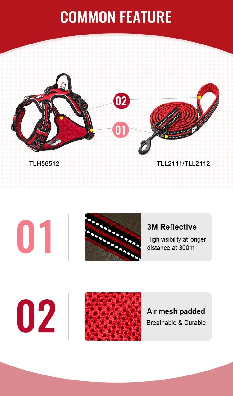 Truelove Pet Harness+Pet Leash Set Rope 110cm/200cm All-in-one Reflective Dog Harness No Pull Adjustable Buckles Dropshipping