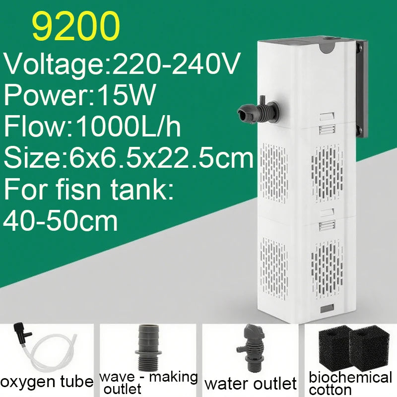 Aquarium Filter Pump Fish Tank Submersible Silent Air Oxygen Aerator Internal Water Pump Aquarium Air Pump Wave Maker 220v