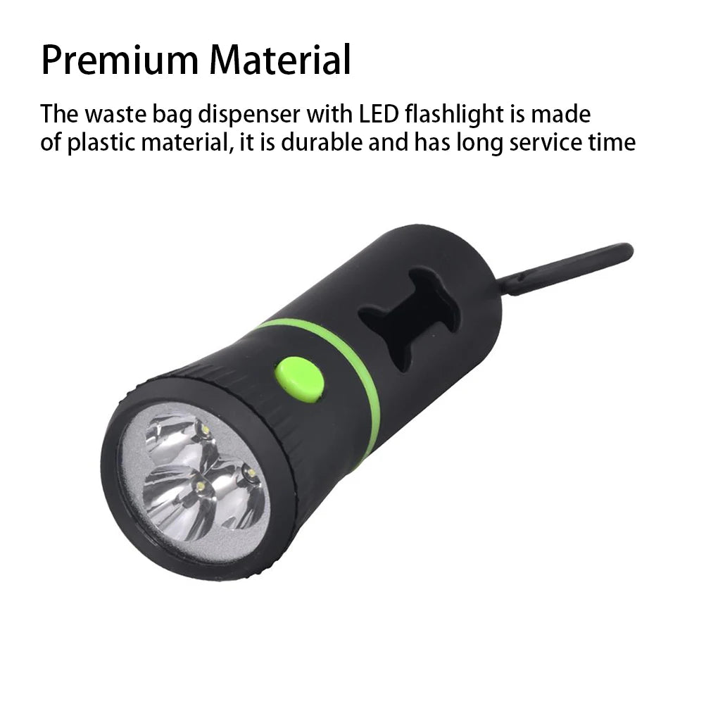 Waste Bags Dispenser Flashlight Poop Connection Holder Pet Litter Box with Light Pet Leash Pendant Outdoor Equipment Dog