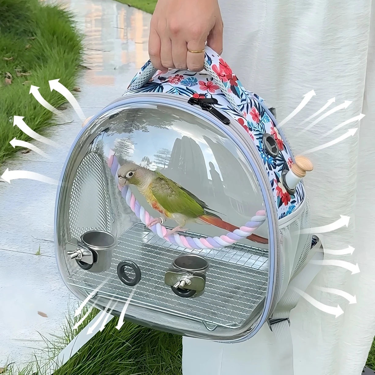 Bird Carrier Travel Bag Bird Backpack for Birds Parrots Small Pet Acrylic Bubble Portable Bird Cage Outdoor Travel Hiking