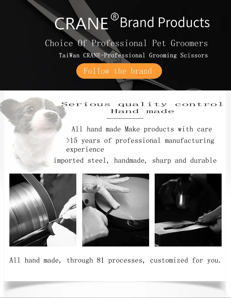 Crane Professional 7 Inch High-end Dog Grooming Scissors Curved Thinner Shears For Dogs Animal Hair Thinning Tijeras Tesoura