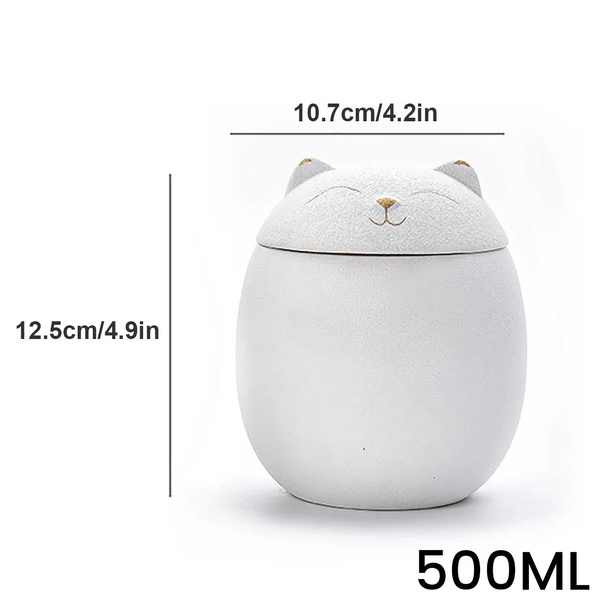 500ml Black/White Urn for Pet Ashes Cat Shape Memorial Cremation Urns-Handcrafted Decorative Urns for Funeral Cat urn Dog urn