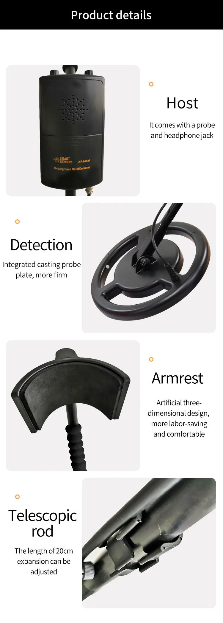 Smart Sensor Metal Tester Professional Cow Stomach Metal Detector Rechargeable Lightweight High Sensitivity Gold Nugget Detector