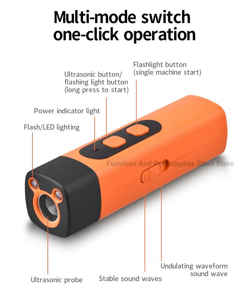 New Pet Dog Repeller Ultrasonic Dog Training Device Rechargeable Anti Dog Bark Stop-Barking Deterrent Device With LED Flashlight
