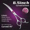 Fenice Pink Diamond Screw Pet Super Curved Scissors 45° 6.5/7.5inch Pet Dog Grooming Scissors Trimming Shear For Pet Beauticians