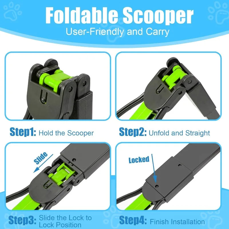 Jaw Clamp Dog Poop Scooper Heavy Duty Long Handle Pet Waste Grabber for Dogs Cats Puppies Foldable Rust Proof Cleaning Tool