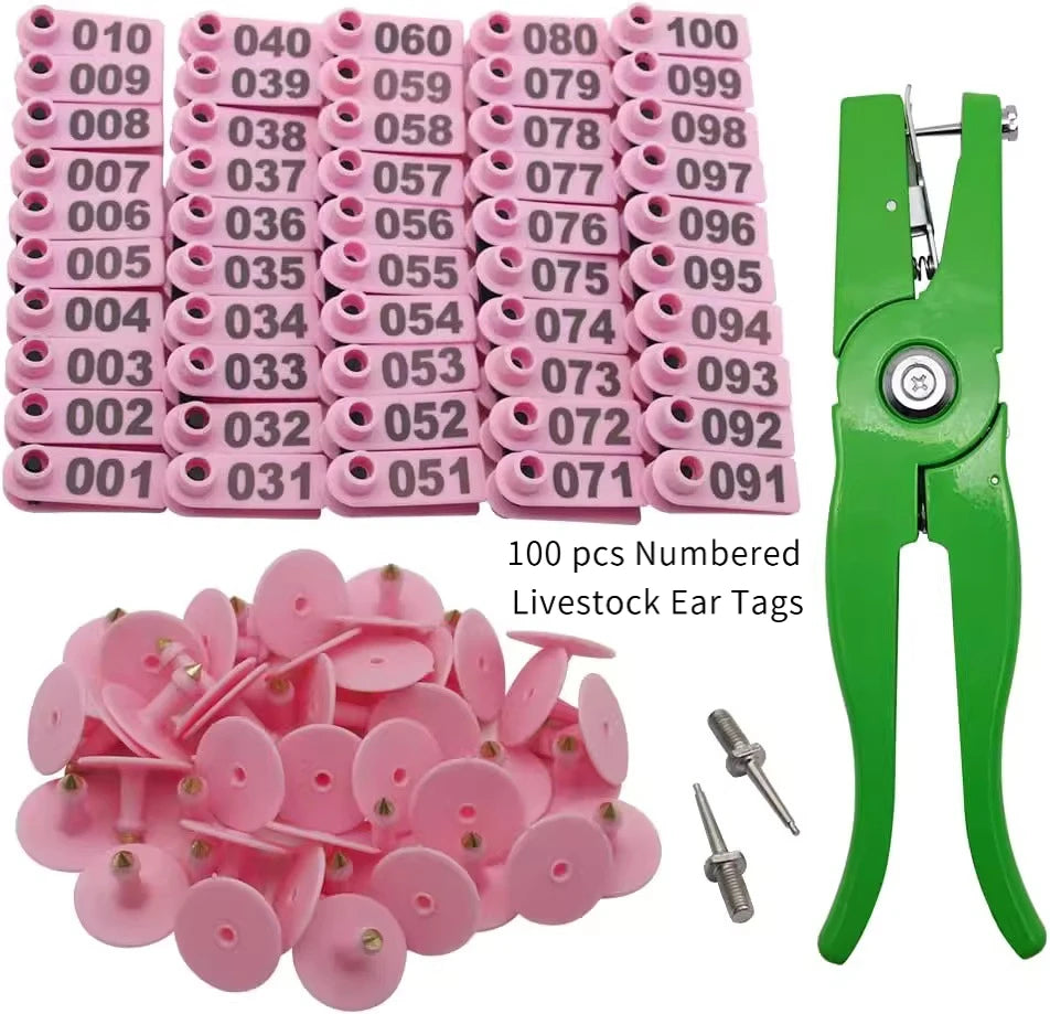Livestock Ear Tag Pliers for Numbered Tags, Durable Animal ID Applicator Tool for Cattle, Pigs, Goats & Farm Use