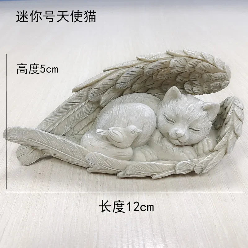 Pet Tombstone Dog Cat Tombstone Memorial Stone Personalized Memorial Stone Resin Statue Creative Angel Dog Cat Ornament