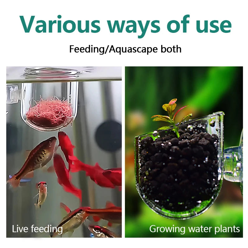 Aquarium Decoration Plant Cup Pot Acrylic Aquatic Plant Cup With Suction Holder Planting Cylinder Cup Aquarium Decoration tool