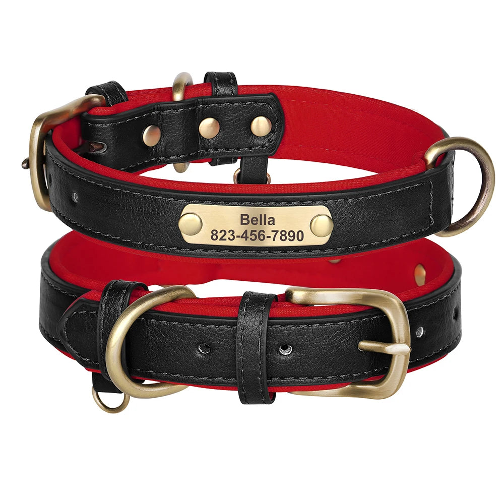 Personalized Dog Collar PU Leather Dog ID Collars Free Engraved Nameplate Adjustable For Small Medium Large Dogs Pitbull