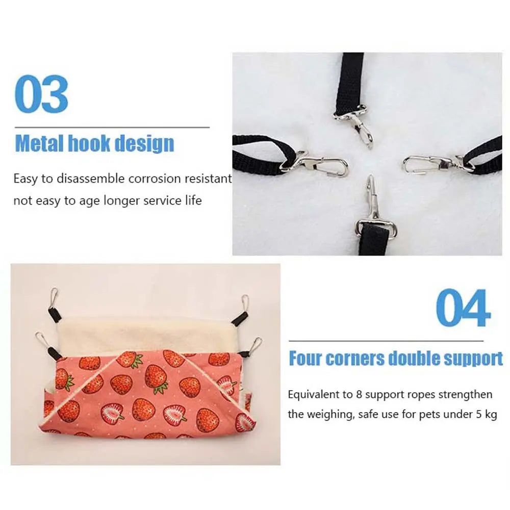 Warm Winter Plush For Small Animal Pet Cage Accessories Hamster House Rat Bed Guinea Pig Hideout Hanging Hammock