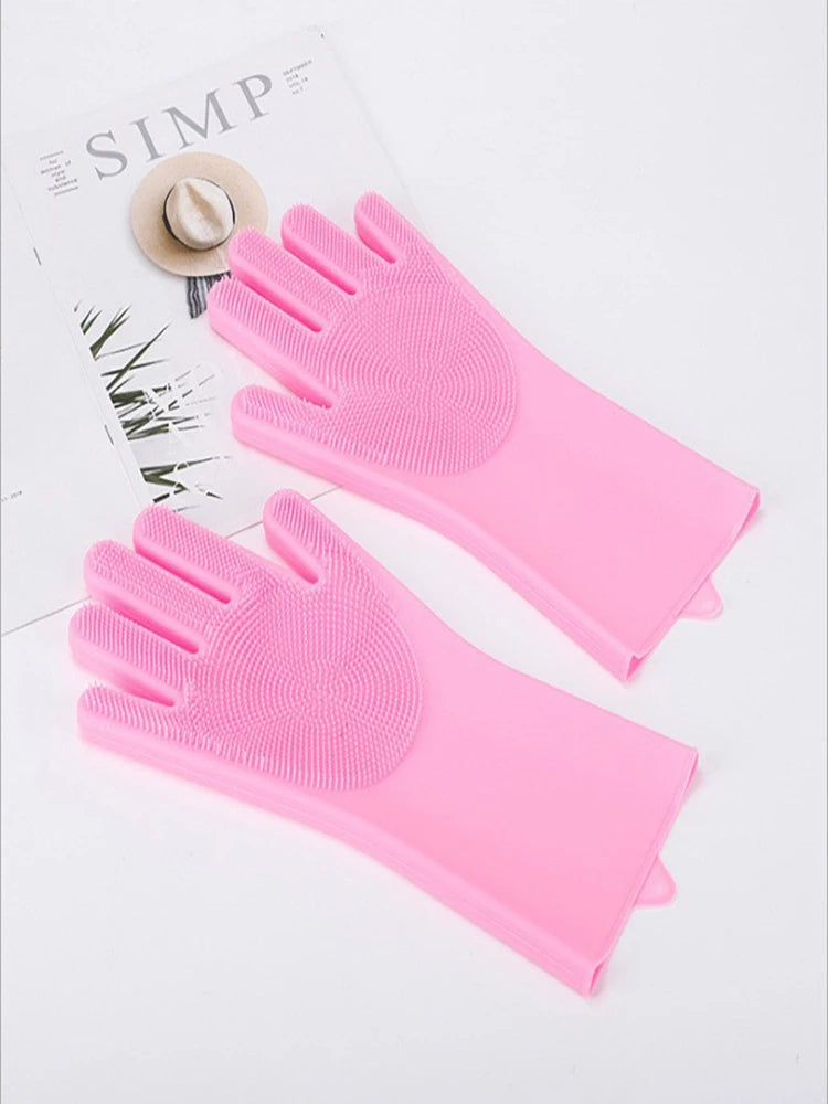 Pet Grooming Gloves Dog Cat Bathing Cleaning Glove Shampoo Scrubber Clean Soft Silicone Hair Removal Glove Hand Skin Protection