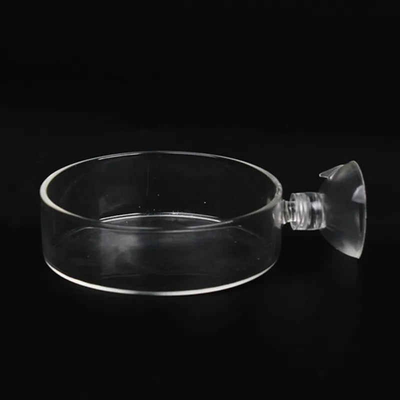 Fish Tank Feeder Aquarium Shrimp Glass Feeding Bowl Clear Dish Tray Container Feeders Aquarium Round  Square Fish Shrimp Feeding