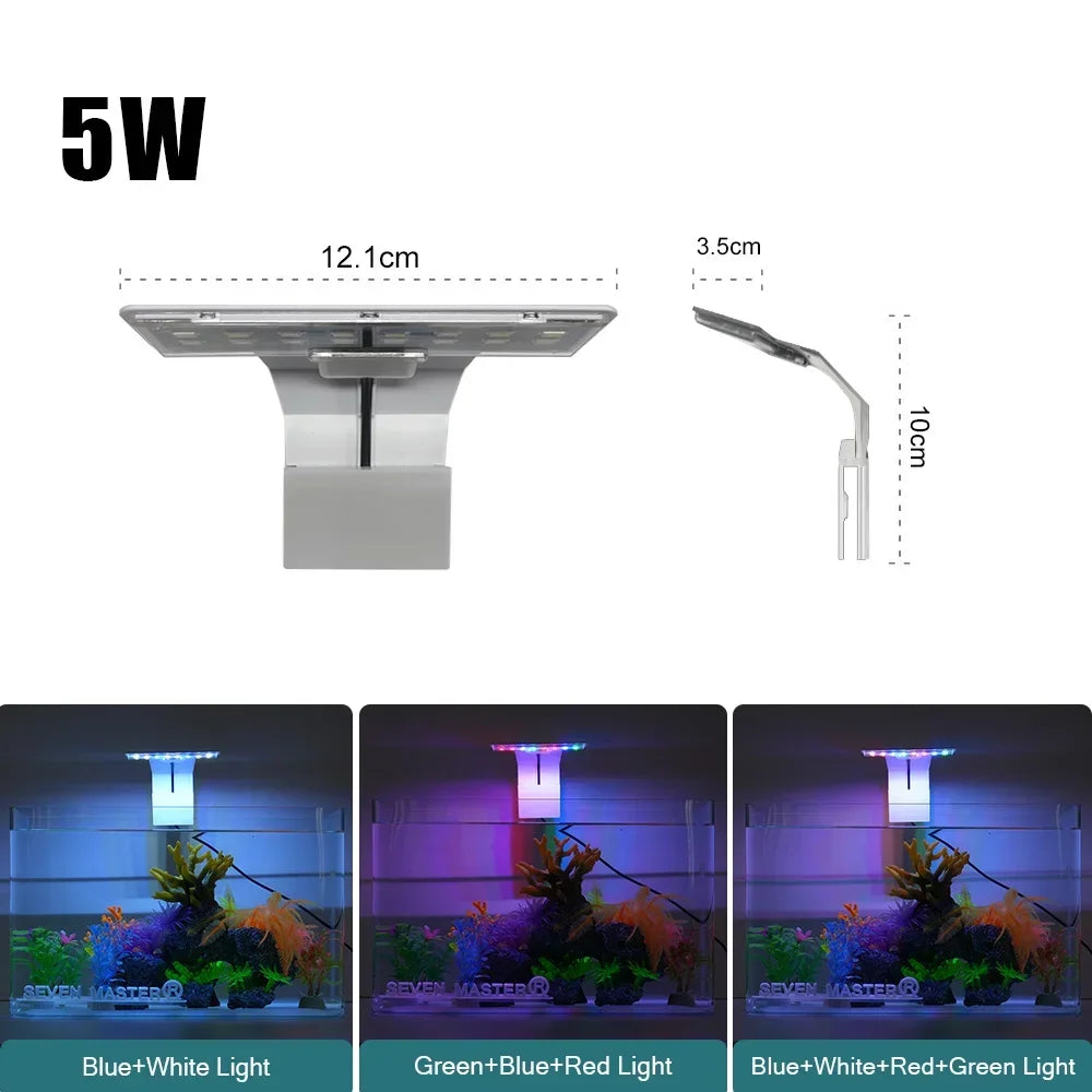 Ultra Thin LED Aquarium Light 5W/10W/15W Aquatic Plant Lighting Waterproof Clip-on Lamp For Fish Tank Plants Grow Light