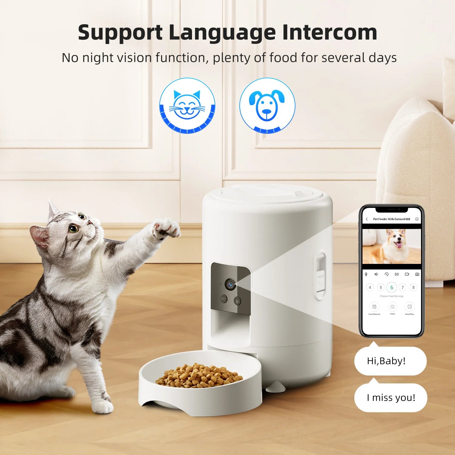 2L Camera Pet Feeder Timing Smart Automatic Feeder For Cats Dog Button WIFI APP Video Intelligent Dry Food Dispenser Dog Bowl