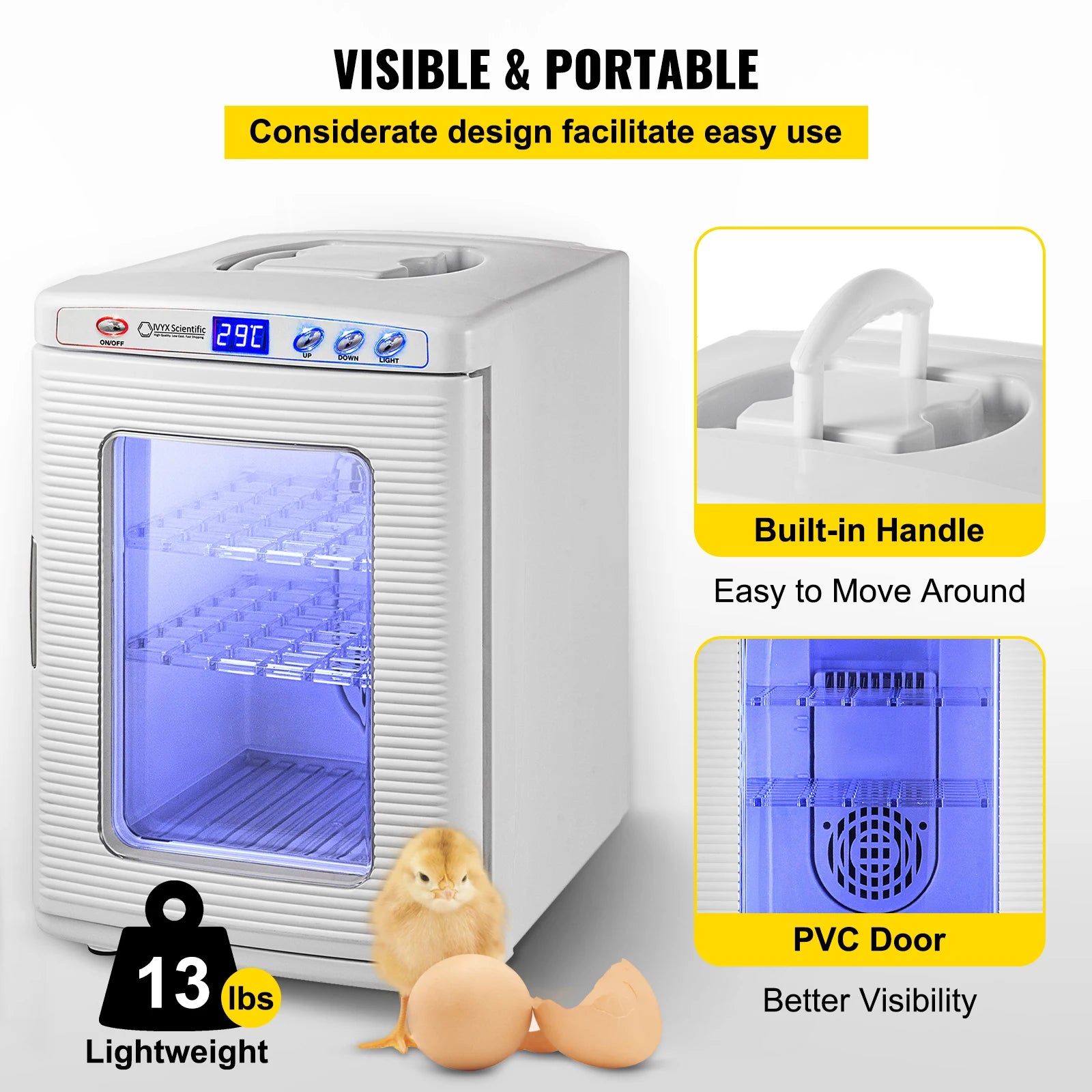 SucceBuy 25L Reptile Incubator Scientific Lab Automatic Incubator Egg Breeding Hatchery Work for Thermostats Snakes and Turtles