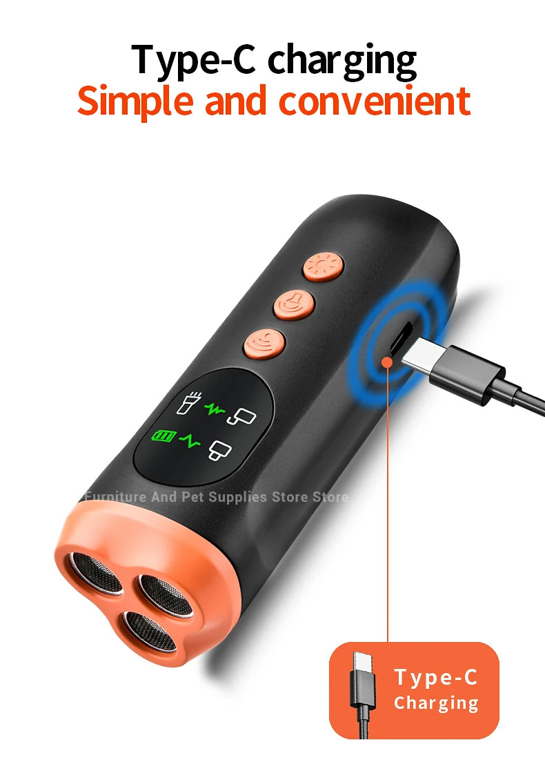 New portable outdoor dog repellent, high-power intelligent cat repellent, anti barking ultrasonic dog repellent with flashlight