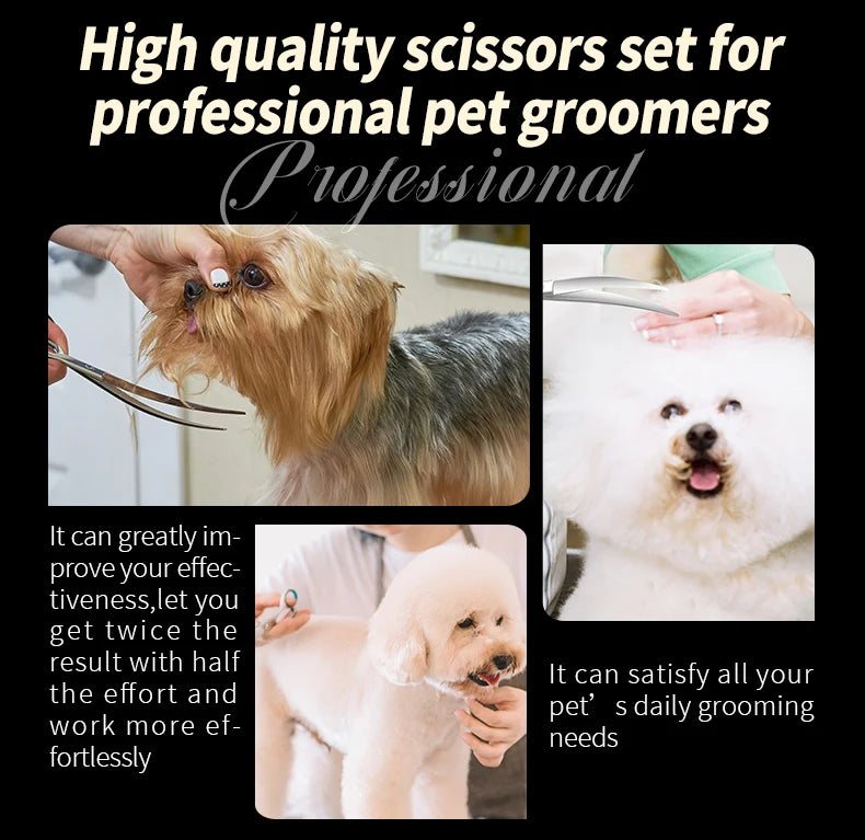 Fenice 6.5/7.0 inch High-end JP440C Alloy Steel Diamond Screw Grooming for Dogs Scissors Shears Kit for Dog Groomers