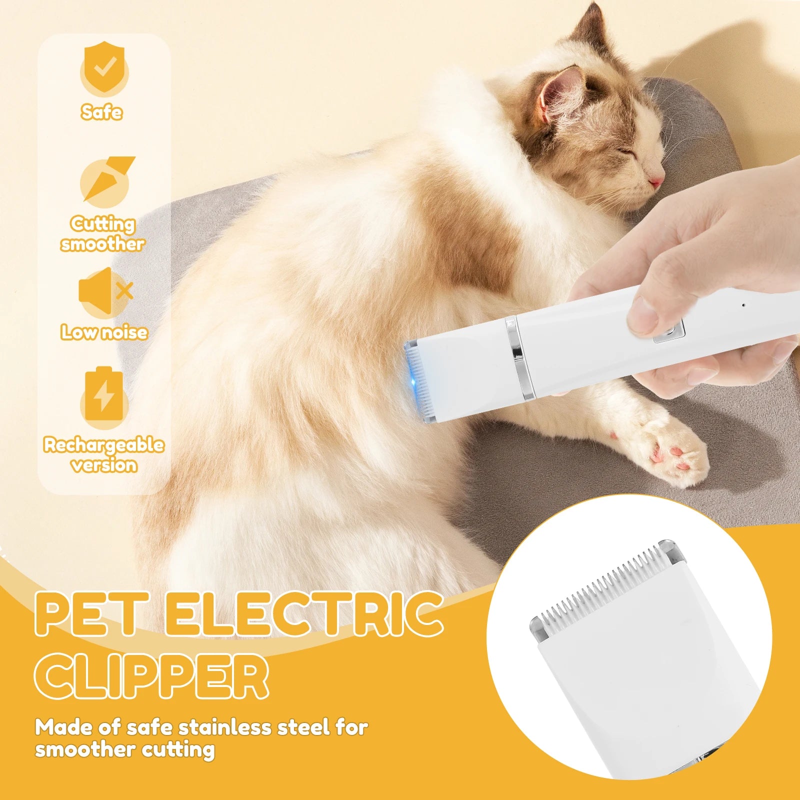 Professional Dog Hair Clipper Rechargeable Electrical Pet Grooming Trimmer Low Noise Dog Cat Hair Clipper Two Speed