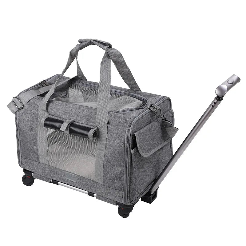 Pet Carrier with Wheels for Dogs Up To 15lbs & Cat  Airline Approved Dog Carrier Rolling Pet Carrier Foldable Pet Stroller