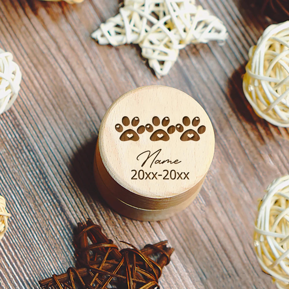 Paw Printing Pet Memorial Box Custom Name Personalized Wooden Cat Dog Tooth Hair Storage Boxes Pet Supplies Commemorative Gifts