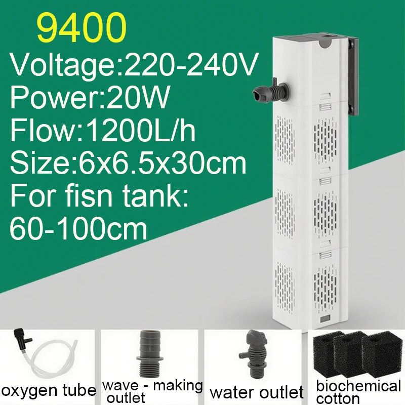 Aquarium Filter Pump Fish Tank Submersible Silent Air Oxygen Aerator Internal Water Pump Aquarium Air Pump Wave Maker 220v