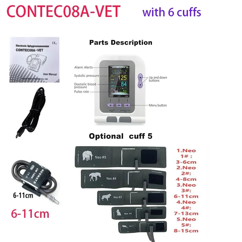 CONTEC08a Vet Animal Blood Pressure Detector Can Be Equipped With Blood Oxygen Function Probe And Cuff Of Various Sizes