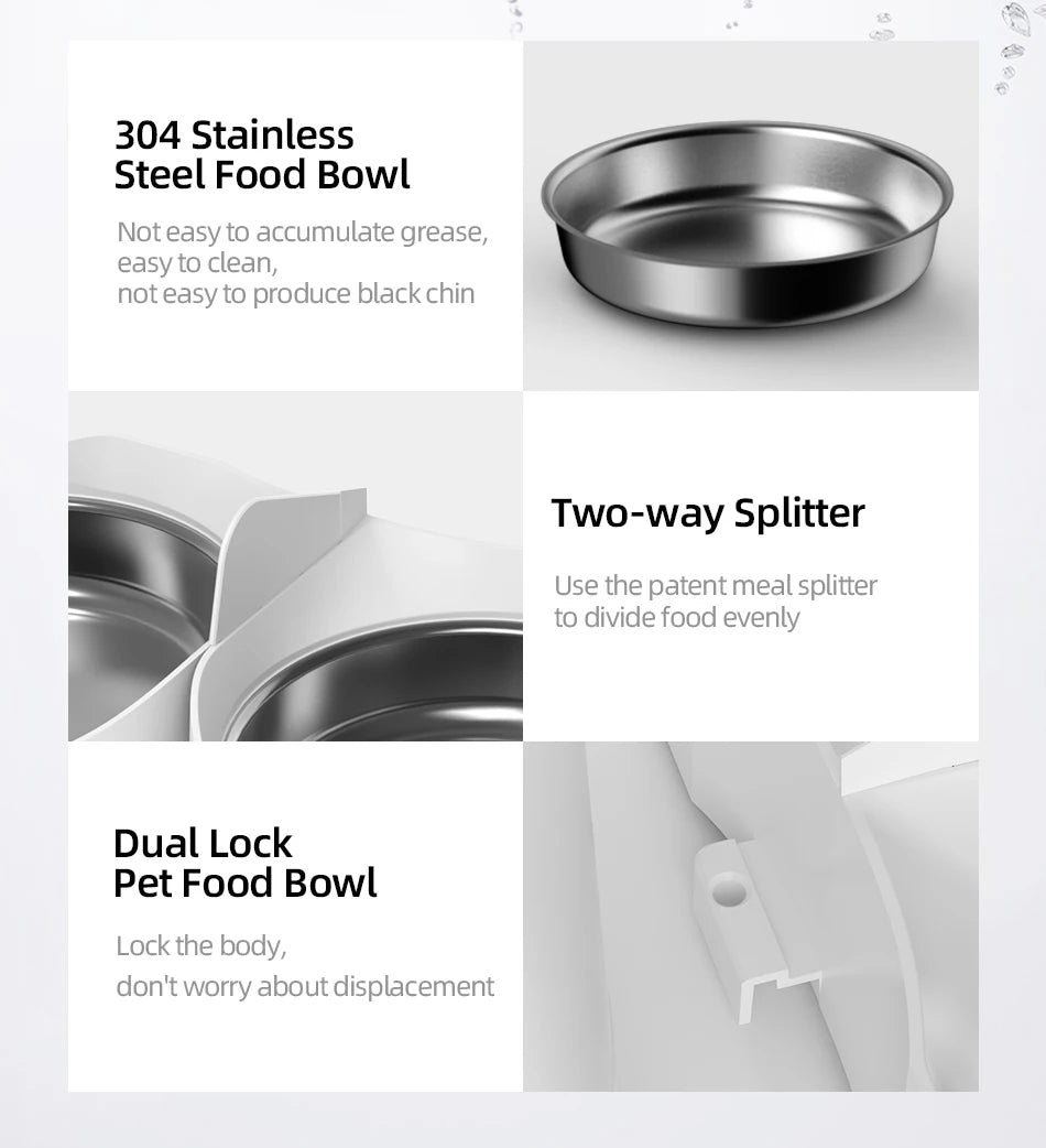 ROJECO Only Stainless Steel Single & Double Bowl Accessories For 4L Automatic Pet Feeder Cat Food Dispenser Without Pet Feeder