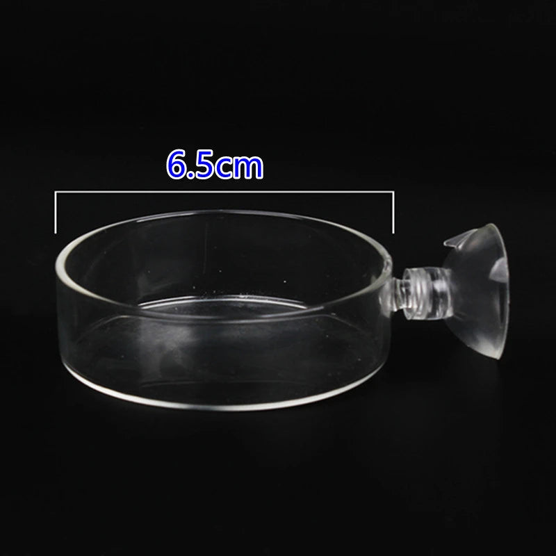 Fish Tank Feeder Aquarium Shrimp Glass Feeding Bowl Clear Dish Tray Container Feeders Aquarium Round  Square Fish Shrimp Feeding