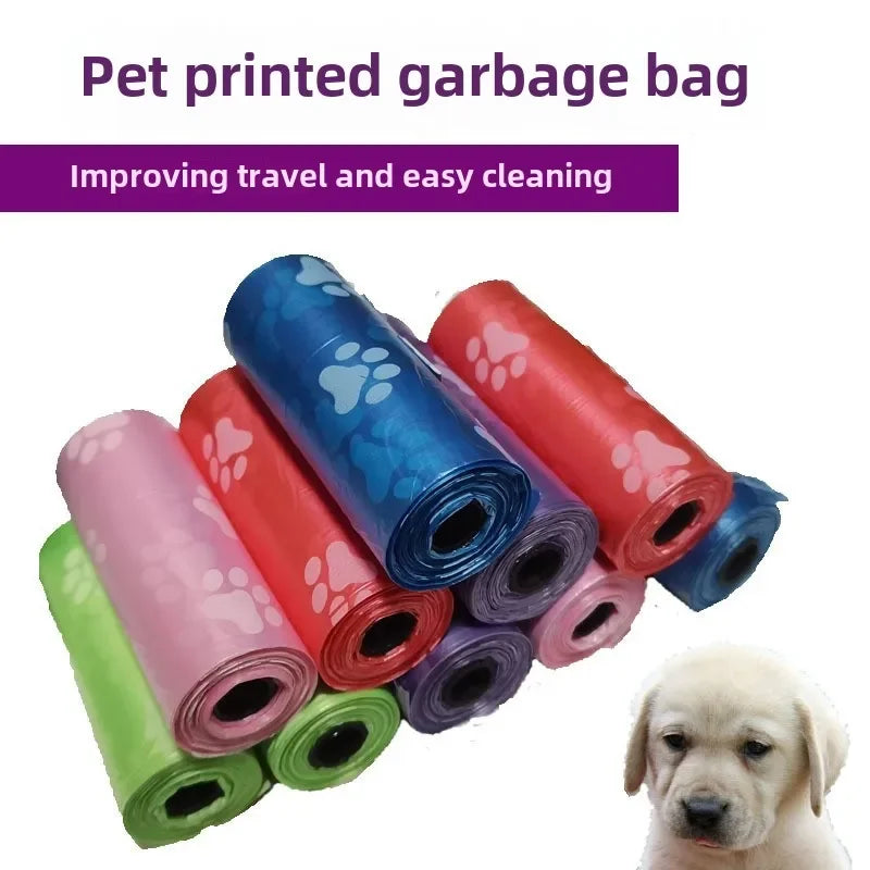 Litter Outdoor Home Clean Pet Poop Bag Solid Color Printed Pet Garbage Bag Clean Poop Bag Dog Walking Portable Poop Bag For Dogs