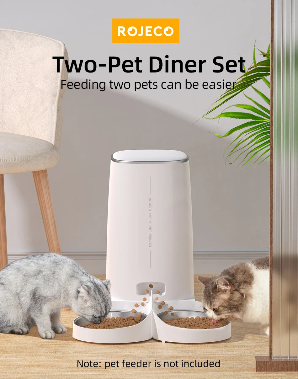 ROJECO Only Stainless Steel Single & Double Bowl Accessories For 4L Automatic Pet Feeder Cat Food Dispenser Without Pet Feeder