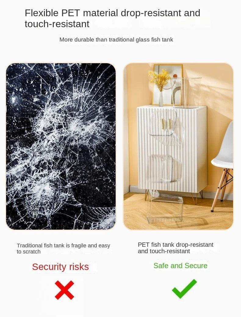 PET Aquarium Box Plastics Ultra-white Organic Glass Explosion-proof Fish Tank Tabletop Small Ecological Water Tank