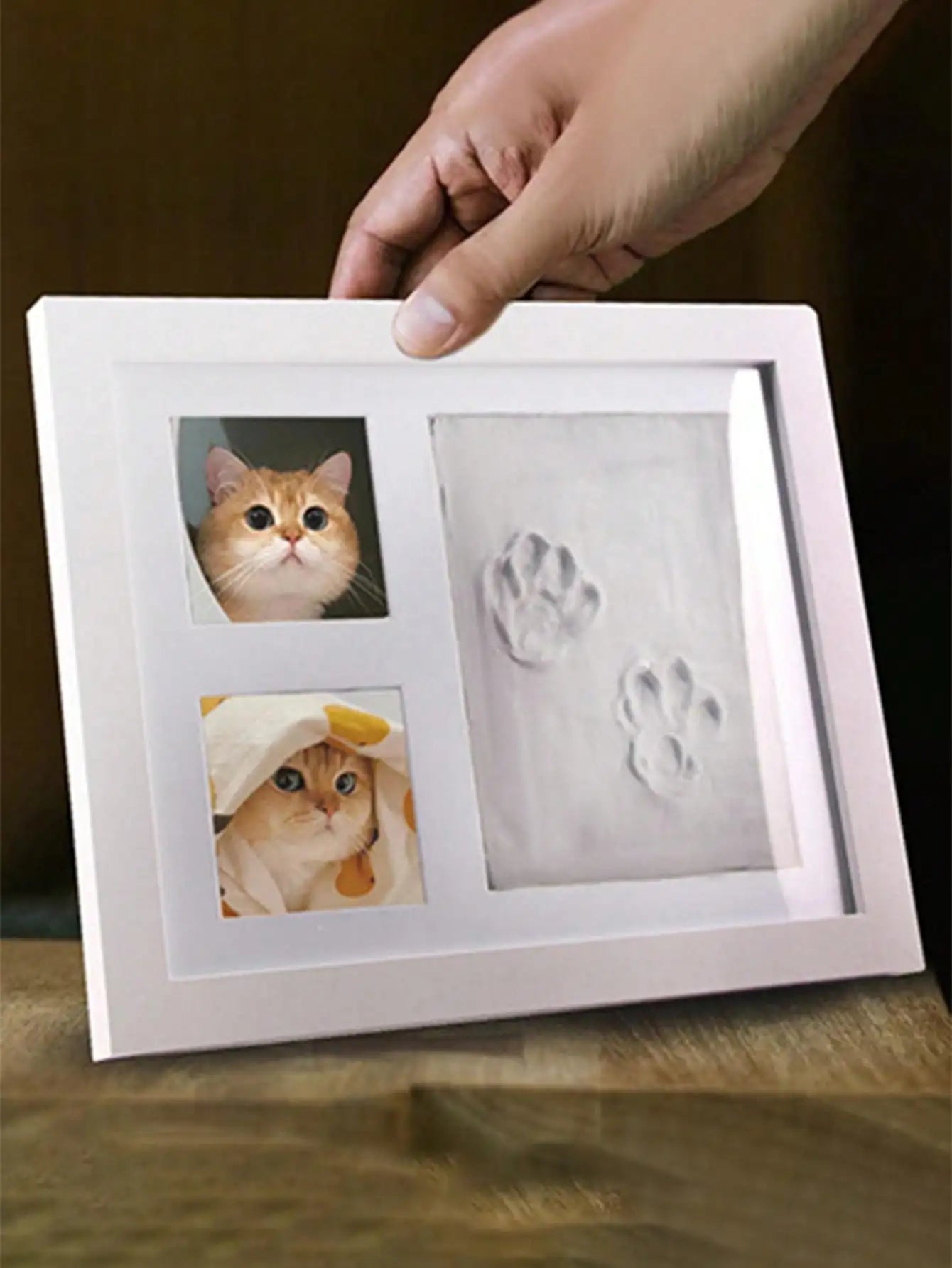 Pet Paw Print Photo Frame Dog Cat Footprints Commemorative Mud Table Photo Frame Baby Hand and Foot Print Photo Frame