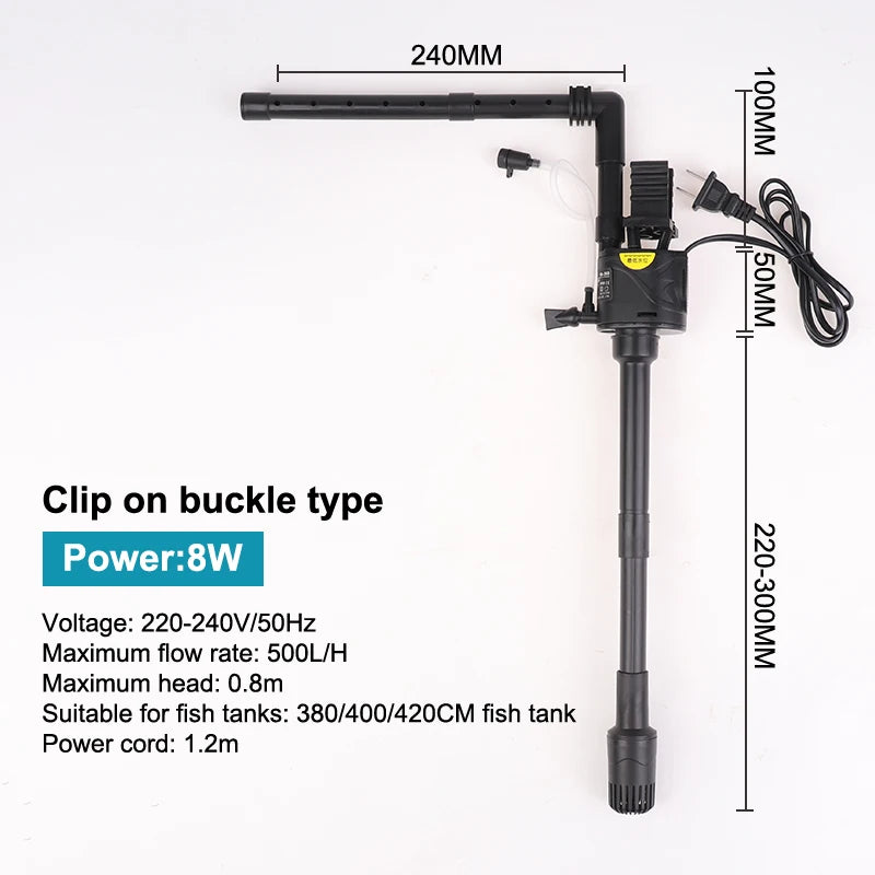 [Ali-YY30] 1 Set Fish Tank Oxygen Pump Quiet Filter 3-In-1 Fish Farming Oxygen Pump Small Upper Filtration Circulation Device