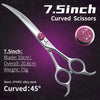 Fenice Pink Diamond Screw Pet Super Curved Scissors 45° 6.5/7.5inch Pet Dog Grooming Scissors Trimming Shear For Pet Beauticians