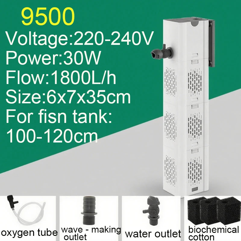 Aquarium Filter Pump Fish Tank Submersible Silent Air Oxygen Aerator Internal Water Pump Aquarium Air Pump Wave Maker 220v