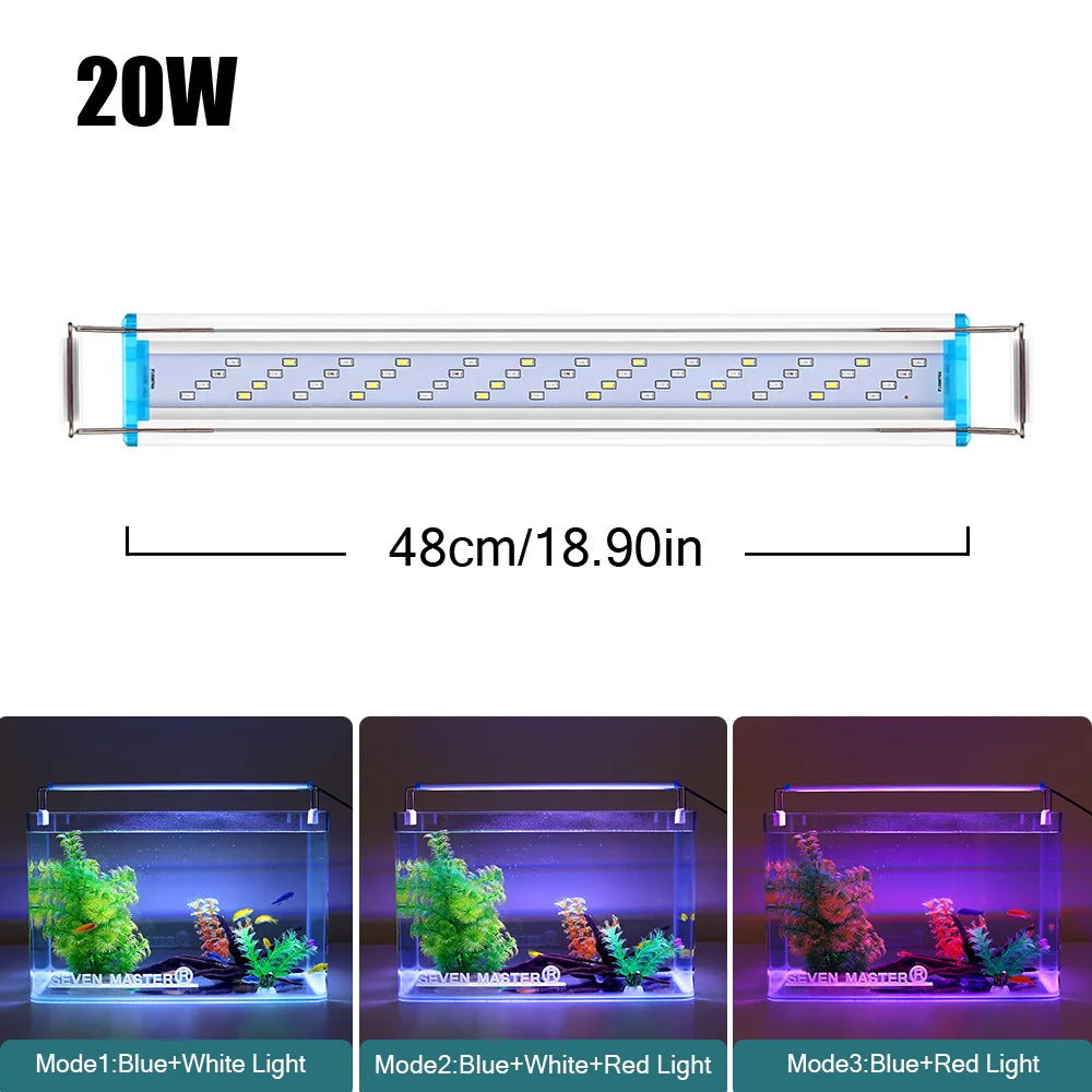 18~70CM Super Bright Lamp LED Aquarium Light For Aquatic Plant Fish Tank Extensible Clip Lamp 90~260V