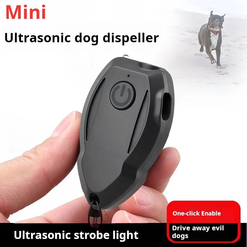 Ultrasonic Dog Repeller Anti Barking Device USB Rechargeable & Portable Dog Trainer with LED Light and Lanyard