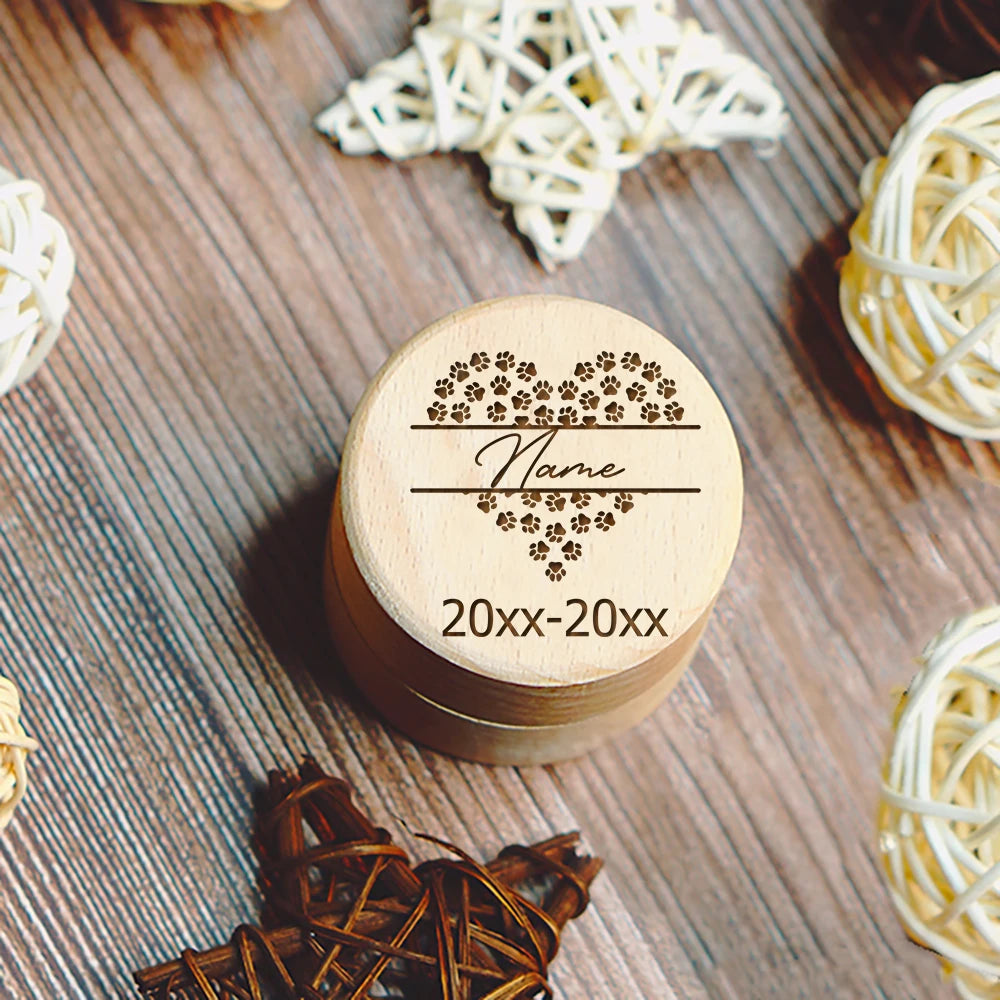 Paw Printing Pet Memorial Box Custom Name Personalized Wooden Cat Dog Tooth Hair Storage Boxes Pet Supplies Commemorative Gifts