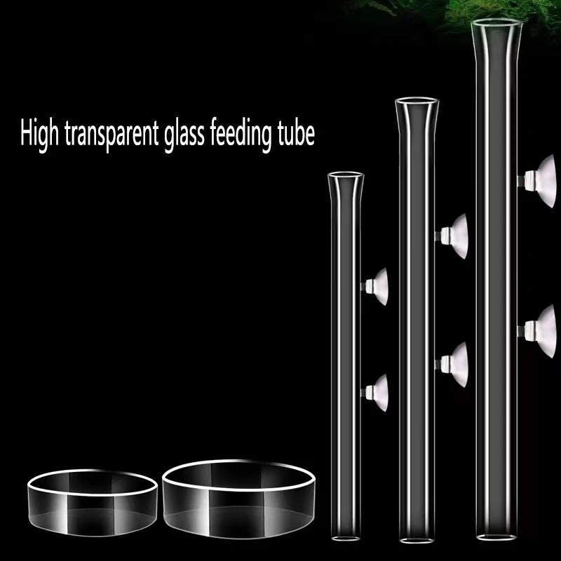 Glass Aquarium Feeder Tube Dish Transparent Fish Tank Shrimp Snail Food Feeder Bowl Aquarium Feeding Accessories Shrimp Feeding