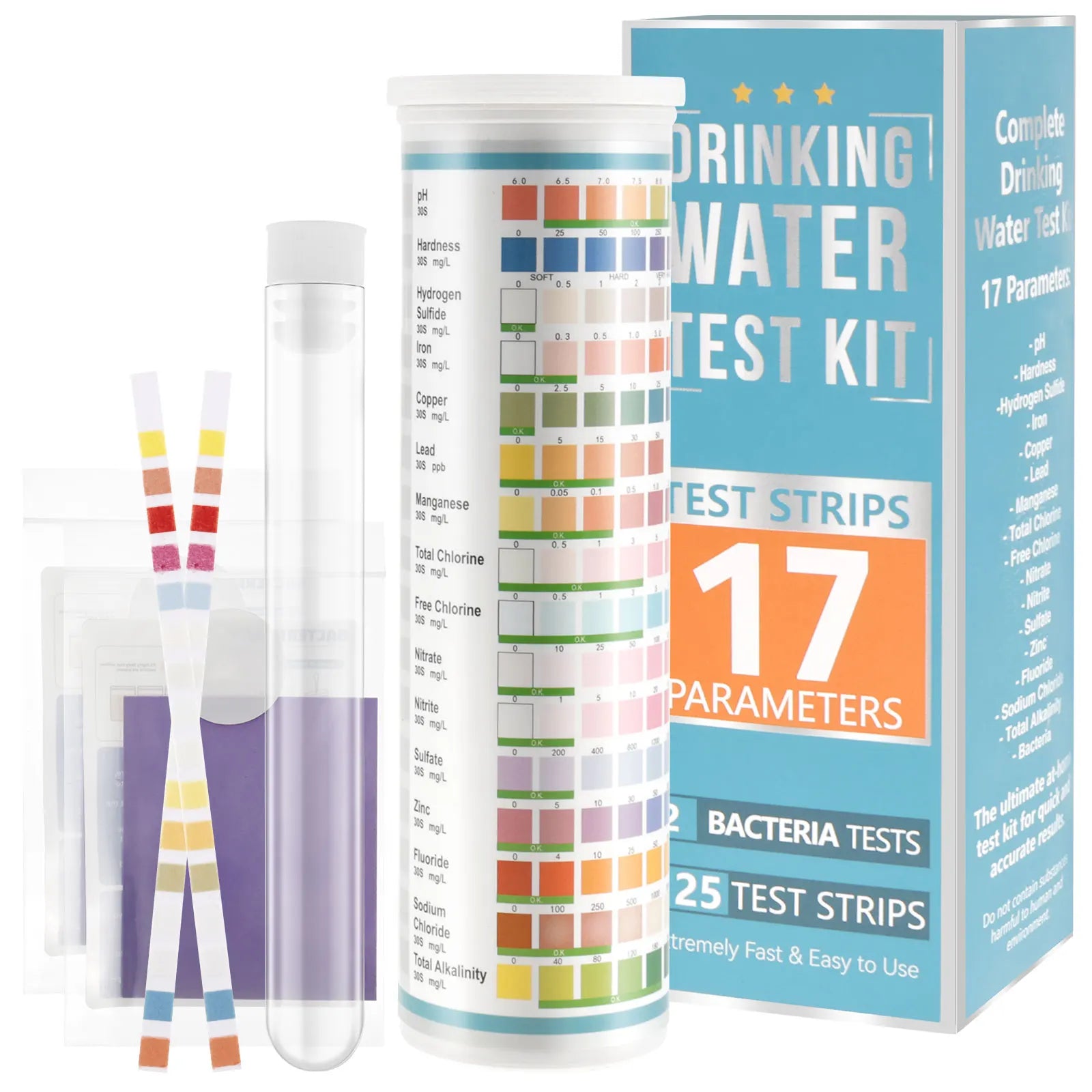 100/125Pc Aquarium Test Strips 5-17 in 1 Water Testing Kits with Test Tube Freshwater Saltwater Home Carbonate Root pH Test Tool