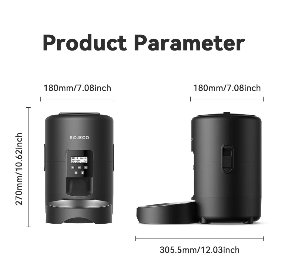 ROJECO 2L Automatic Pet Feeder Smart Cat Food Kibble Dispenser Button Version Smart Control Auto Dog Feeder For Cat Dog Supplies