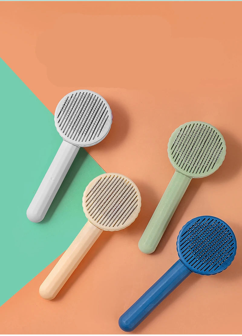 Pet Hair Removal Comb Cat Brush Self Cleaning Slicker Brush for Cats Dogs Hair Remover Scraper Pet Grooming Tool Cat Accessories