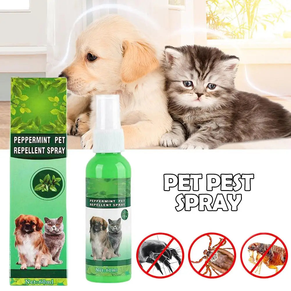 Pet Flea Killer Drops 60ml Anti Fleas Cats Ticks Lice Mite Removal Relieve Itching Antiseptic Pet Pest Spray Skin Care