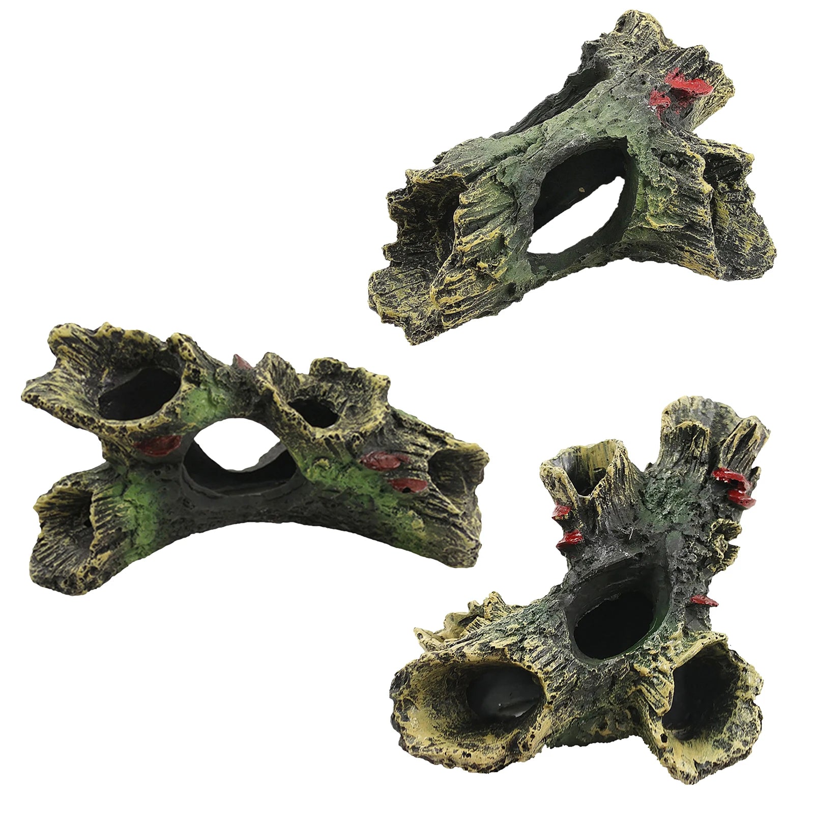Aquarium Hollow Log Decor Multifunction Resin Fish Hiding Cave Non-toxic Aquarium Dead Wood Decoration for Fish Tank Aquarium