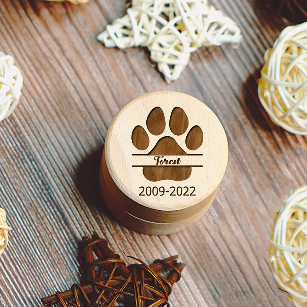 Paw Printing Pet Memorial Box Custom Name Personalized Wooden Cat Dog Tooth Hair Storage Boxes Pet Supplies Commemorative Gifts
