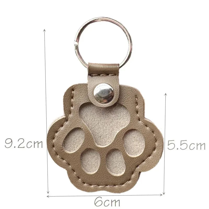 Pet Hair Commemorative Keychain Pu Leather Cat And Dog Fur Souvenir Keychain Dog Paw Pendant Pet Hair Storage Pendant Decoration